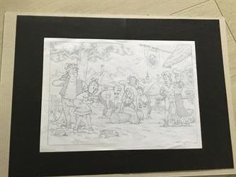 Mooie, uitgewerkte, originele potloodtekening S&W/De Geuzen door Eugeen Goossens