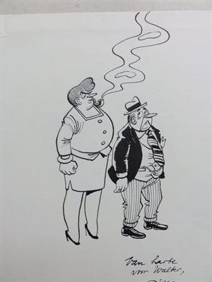 Dirk Stallaert - Originele tekening van Mijnheer en Madam Pheip - naar Marc Sleen