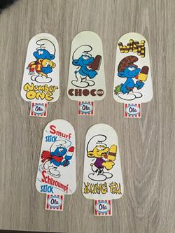 5 stickers De Smurfen - Ola 1976 - volledige reeks
