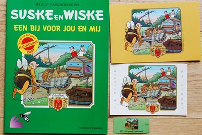 Suske en Wiske- Een Bij voor jou en mij - 2007 -Uitnodiging - Ansichtkaart en sticker