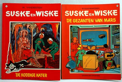 Suske en Wiske nr. 74b. De koddige kater + nr. 115a. De gezanten van Mars -sc- 1e druk heruitgave, 1968/1971