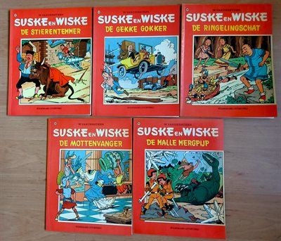 Suske en Wiske - 132, 135, 137, 142 en 143 - 1e druk en 1e vierkleuren druk (1972/73)