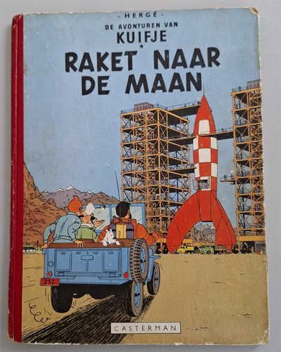 Kuifje - 15 - Raket naar de maan - Hardcover met linnen rug - Eerste druk - 1953