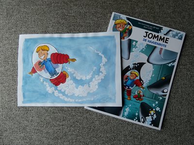 Jomme - nr 3 - de haaienrots - SC - 1e druk 2020 met originele illustratie en opdrachttekening door Conz
