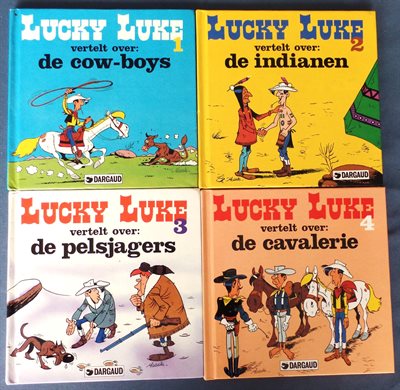 Lucky Luke vertelt over - delen 1 t/m 4 : de cowboys. de Indianen, de Pelsjagers en de Cavalerie - hc - 1e druk