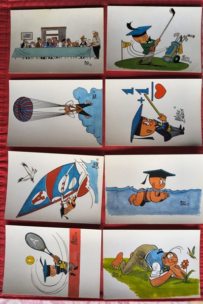 Marc Sleen en zijn striphelden op postkaart - 8 kaarten - 1987