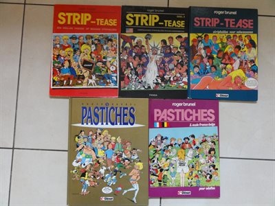 Roger Brunel - (STRIP - Tease/Pastiches) - 2 sc + 3 hc - Eerste druk - 1980/1989 - Nederlands/Frans