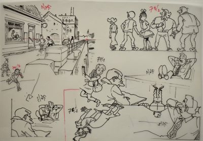 Suske en Wiske- Originele kalktekening - De Tragische Tante -Dirk Stallaert -2021