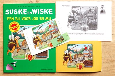 Suske en Wiske - Een bij voor jou en mij- 2007 - Uitnodiging-postkaart en brochure- sticker