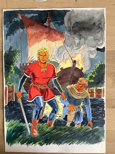 De rode ridder - Originele cover - Claus Scholz - Voor de Ex Libris Trilogie - Nrs. 213-214 -215