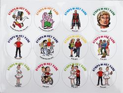 Stickervel- Strips in het park- Suske en Wiske- Kiekeboes- Rode Ridder
