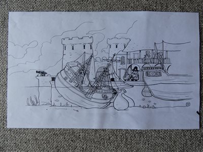 Kapitein Ansjovis - originele illustratie