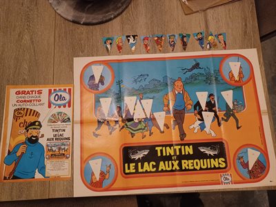 Poster, stickers en pub Tintin et le lac aux requins