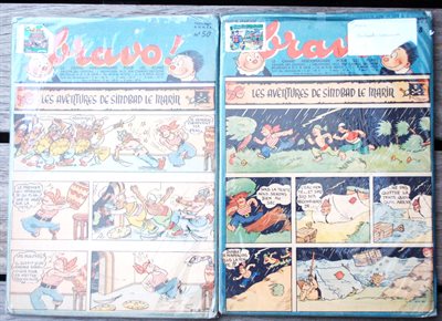 Willy Vandersteen- Bravo- 2 weekbladen -1943 en 1944- Sindbad de zeerover