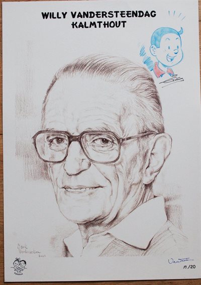 Willy Vandersteen- A3 ex libris voorzien van dedicase Eric De Rop