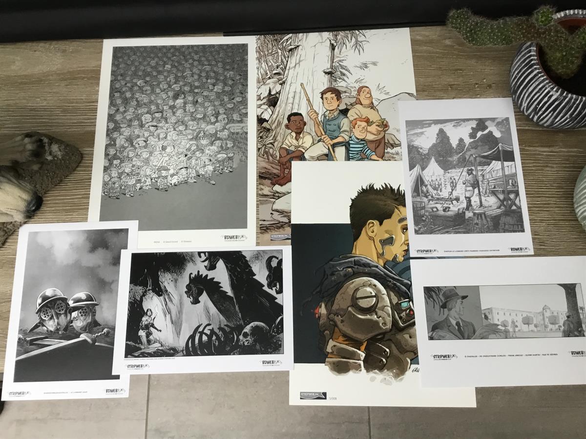 7 ex-libris/prenten verschillende stripreeksen - Stripweb - nieuwstaat