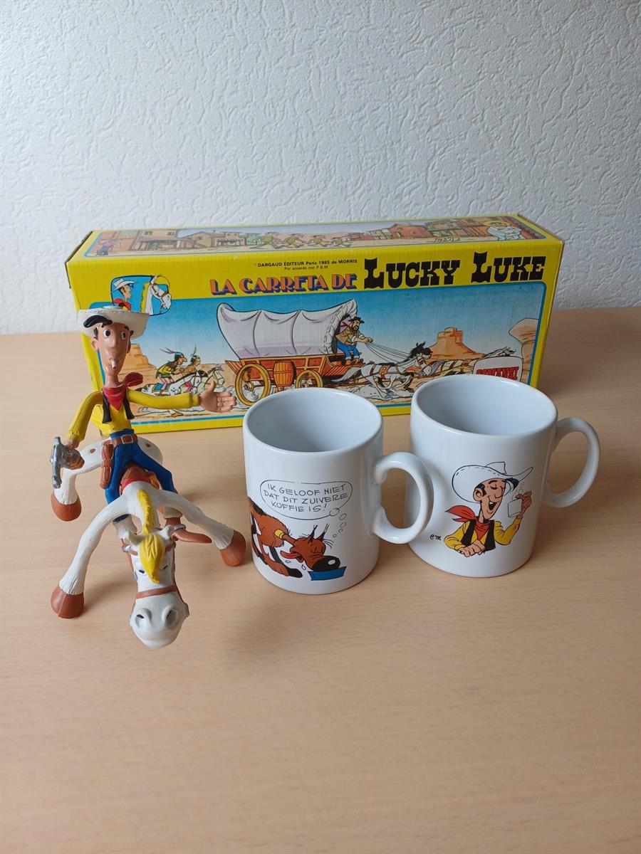 Lucky Luke - 4 items - Met o.a. Postkoets met Hank Bully in originele doos - 1985
