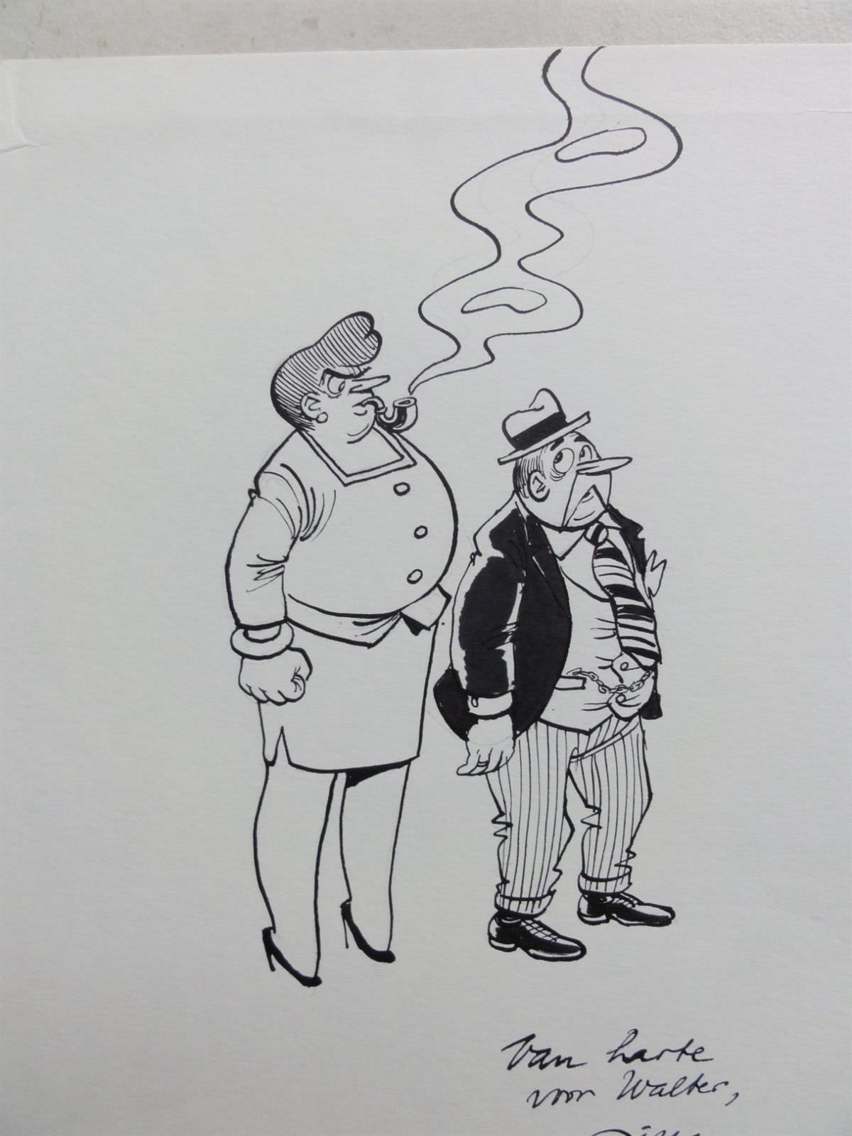 Dirk Stallaert - Originele tekening van Mijnheer en Madam Pheip - naar Marc Sleen