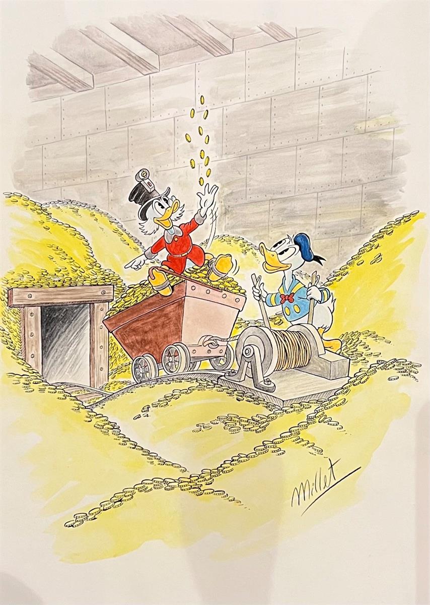 Millet - Originele tekening - Donald Duck en Oom Dagobert