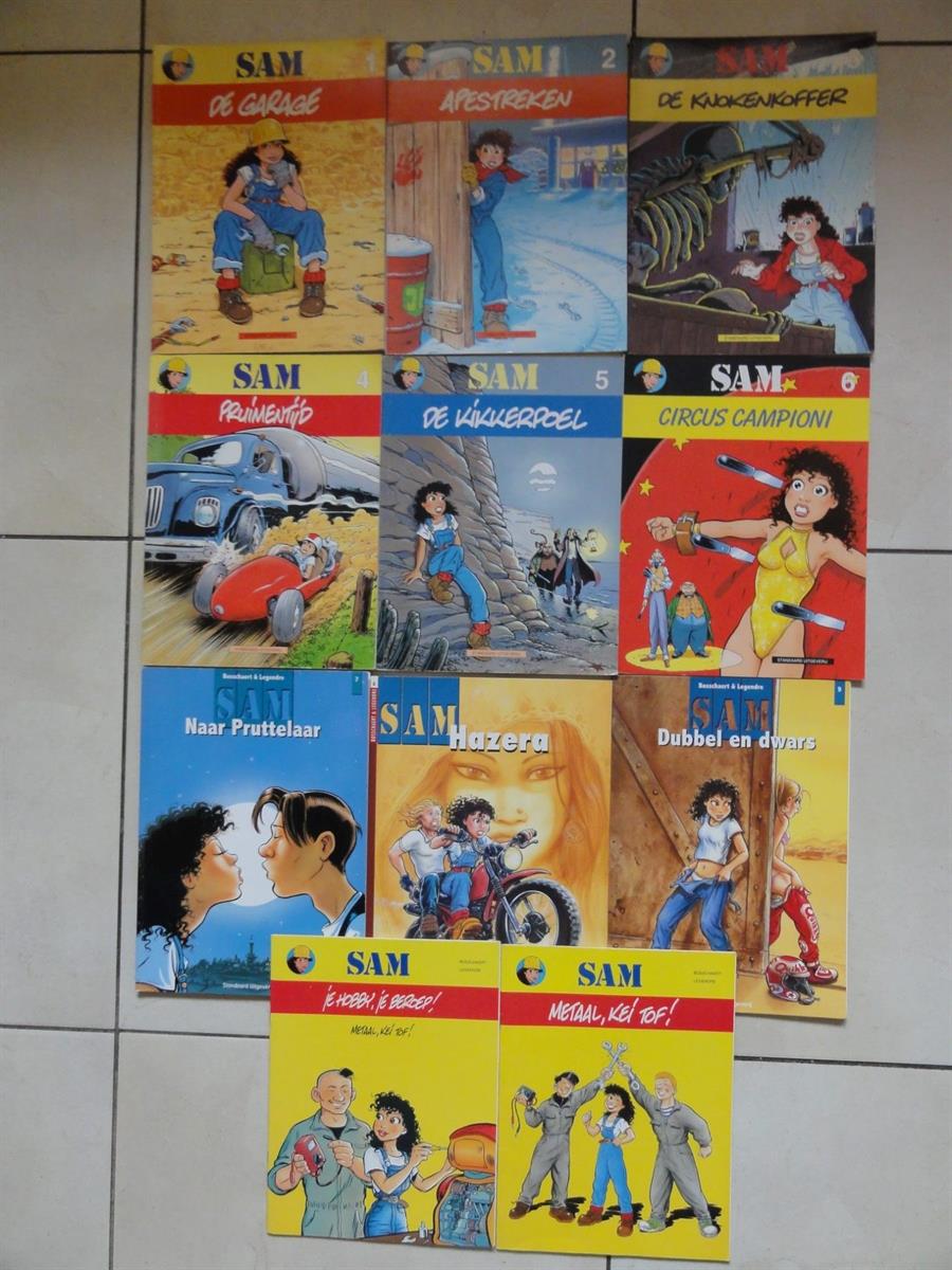 Jan Bosschaert - Sam 1 tot 9 + 2 reclamestrips - sc - Eerste druk - 1990/2007
