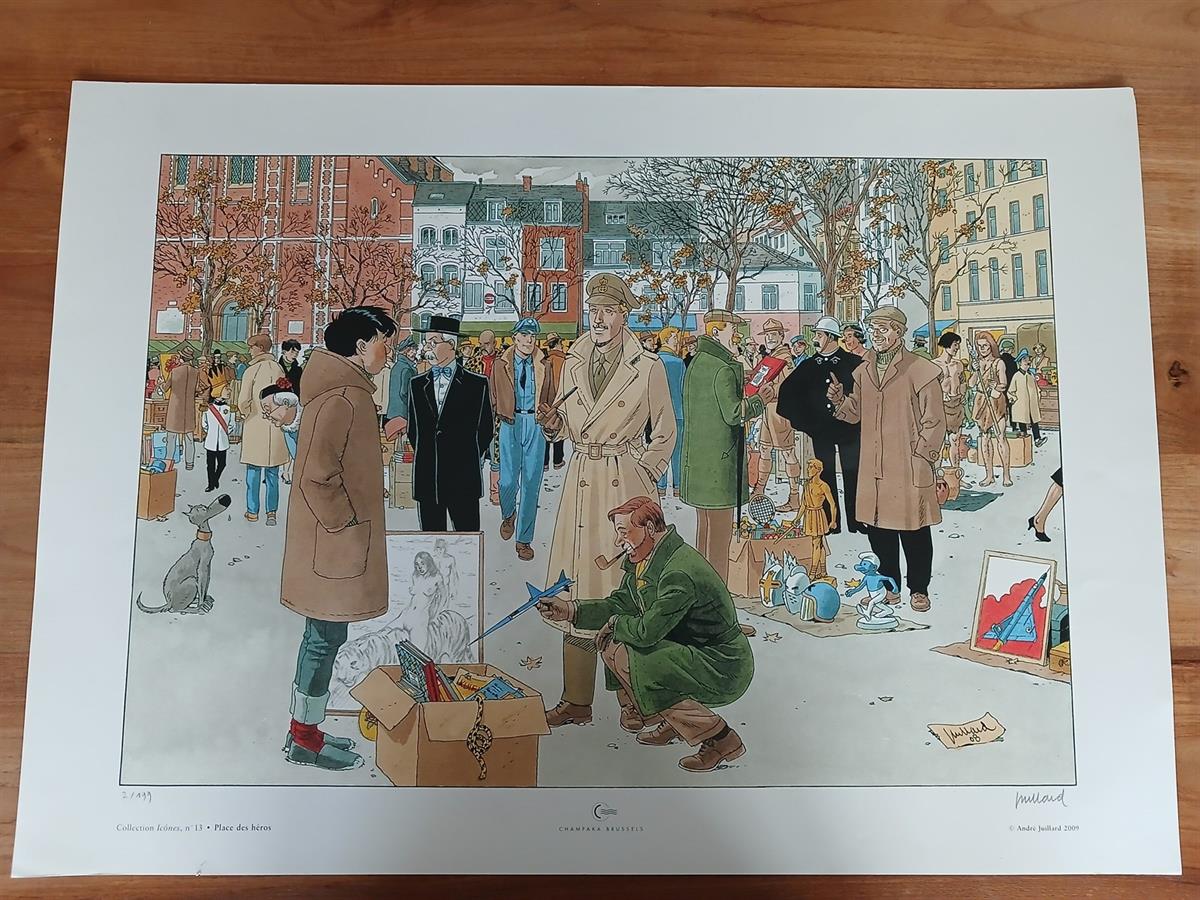 Blake en Mortimer - Prent - Place des héros - 70cm x 50 cm - 2009