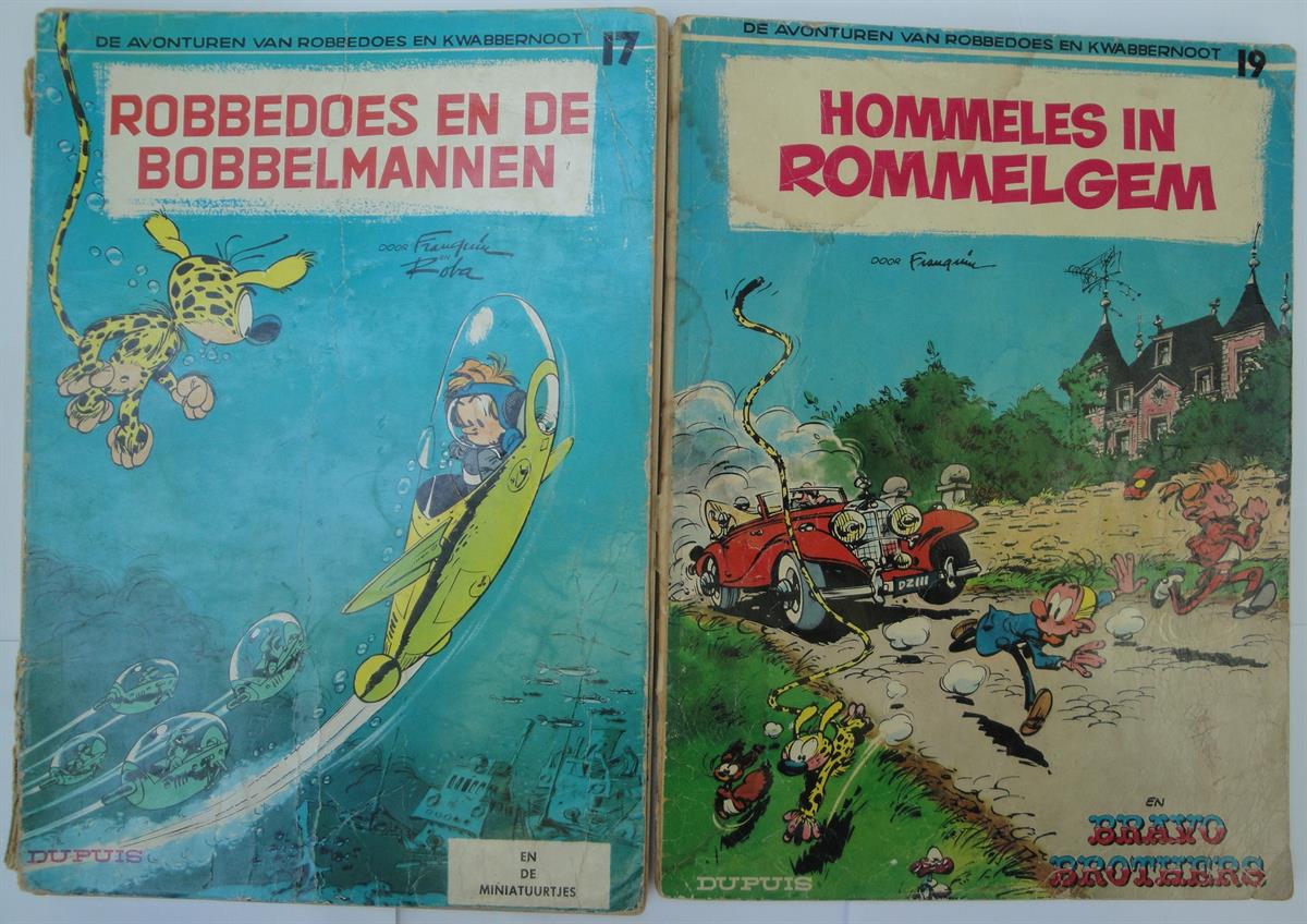 Robbedoes en Kwabbernoot 17+19: Robbedoes en de Bobbelmannen / Hommeles in Rommelgem - 1e druk - sc - Dupuis - 1964/1969