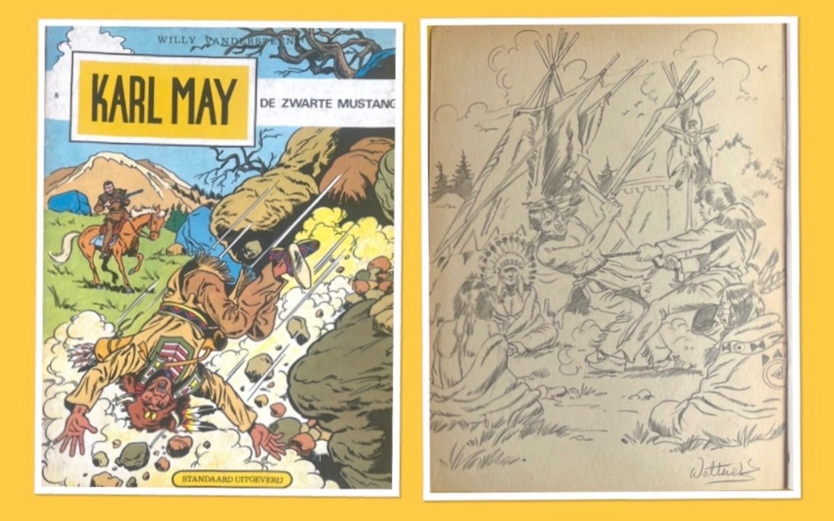 Karl May - 5 - De zwarte mustang - Inclusief paginagrote opdrachttekening - SC - Herdruk - 1977