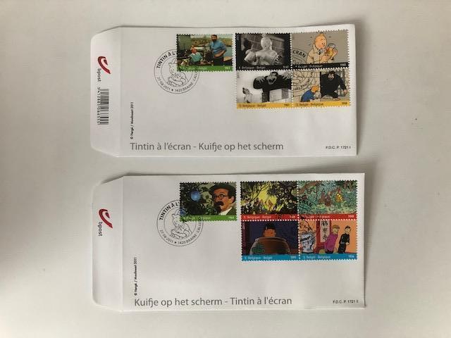 kuifje Tintin kuifje op het scherm FDC's