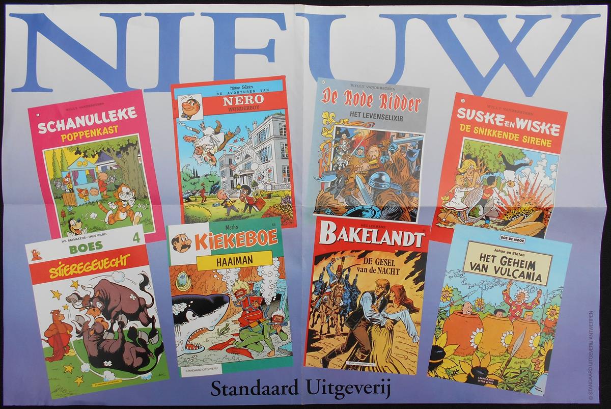 Raamposter van Standaard uitgeverij (1993) - Suske en Wiske / Rode Ridder / Nero / Kiekeboe / Bakelandt / Schanulleke / Johan en Stefan / Boes
