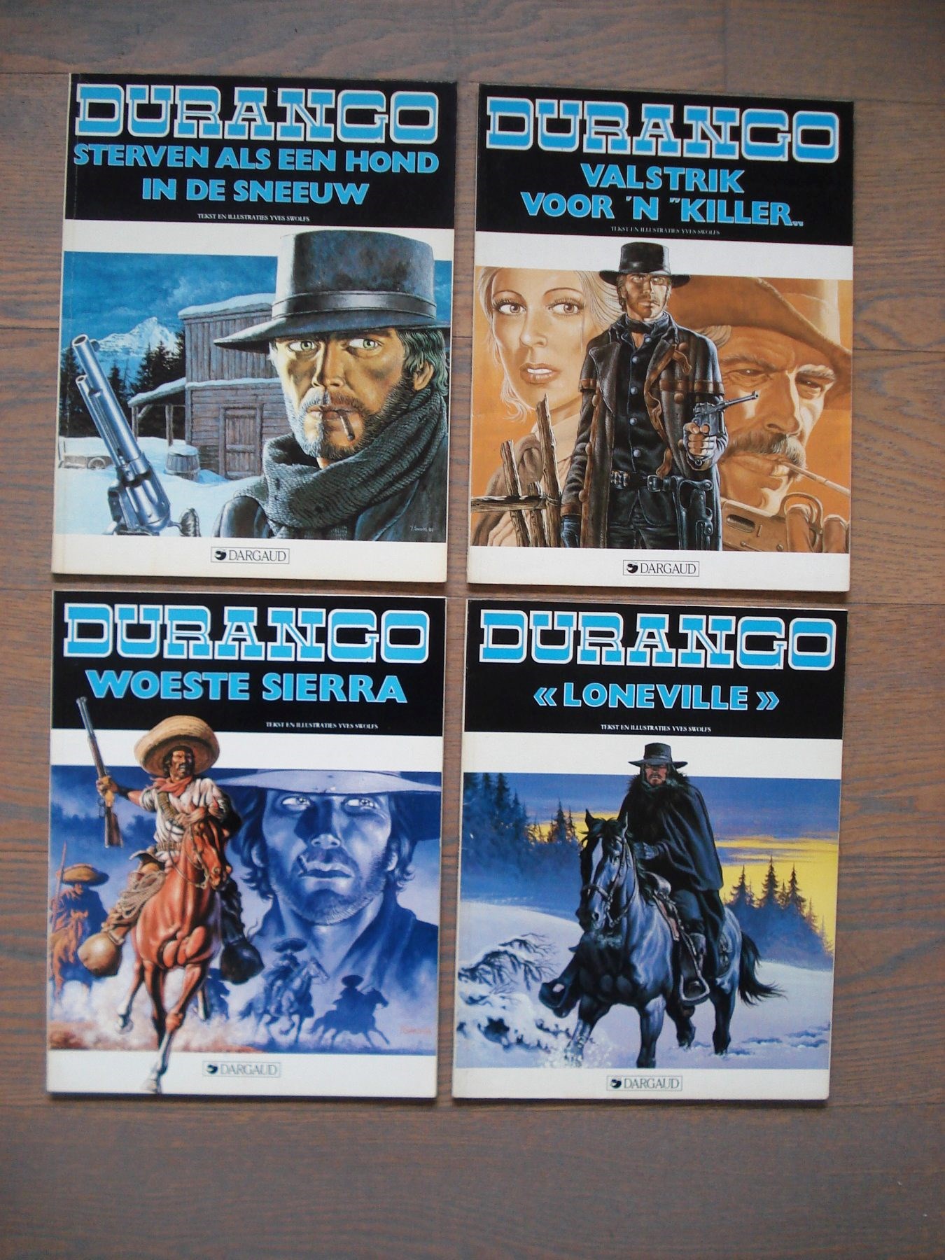4X Durango - 1 + 2 + 3 + 4 - Sterven als een hond in de sneeuw / Valstrik voor 'n killer / Woeste sierra - Loneville - SC - Herdruk - 1988 - Y.Swolfs - Dargaud.