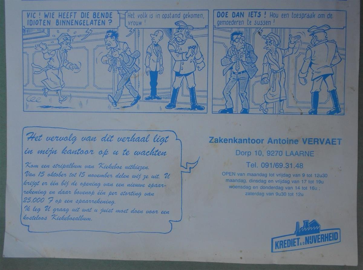 Kiekeboe reclamefolder voor Krediet aan de Nijverheid (1992) + Kiekeboe album (1992)
