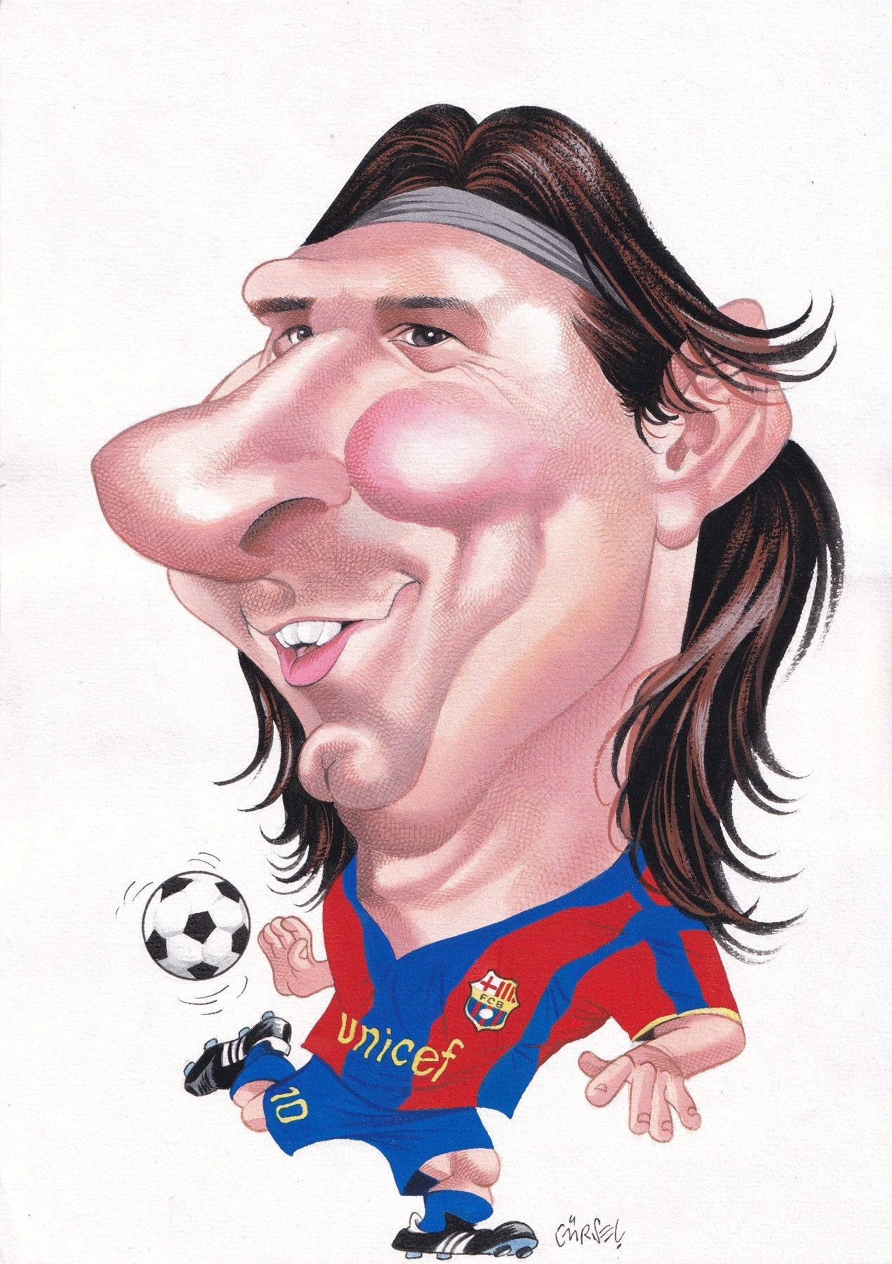 Gürsel - Originele tekening in kleur - Messi
