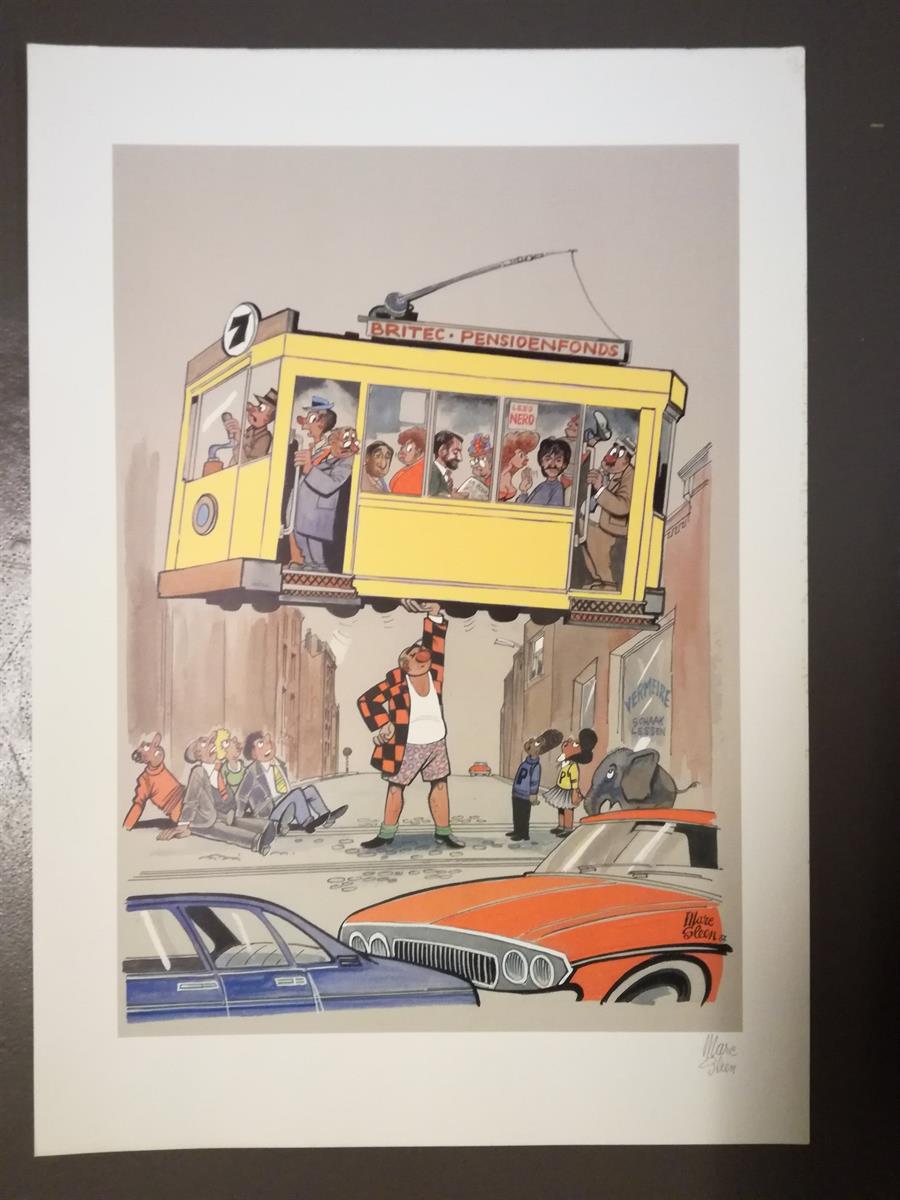 Marc Sleen - gesigneerde poster op kwaliteitspapier - De Negen Peperbollen - Nero