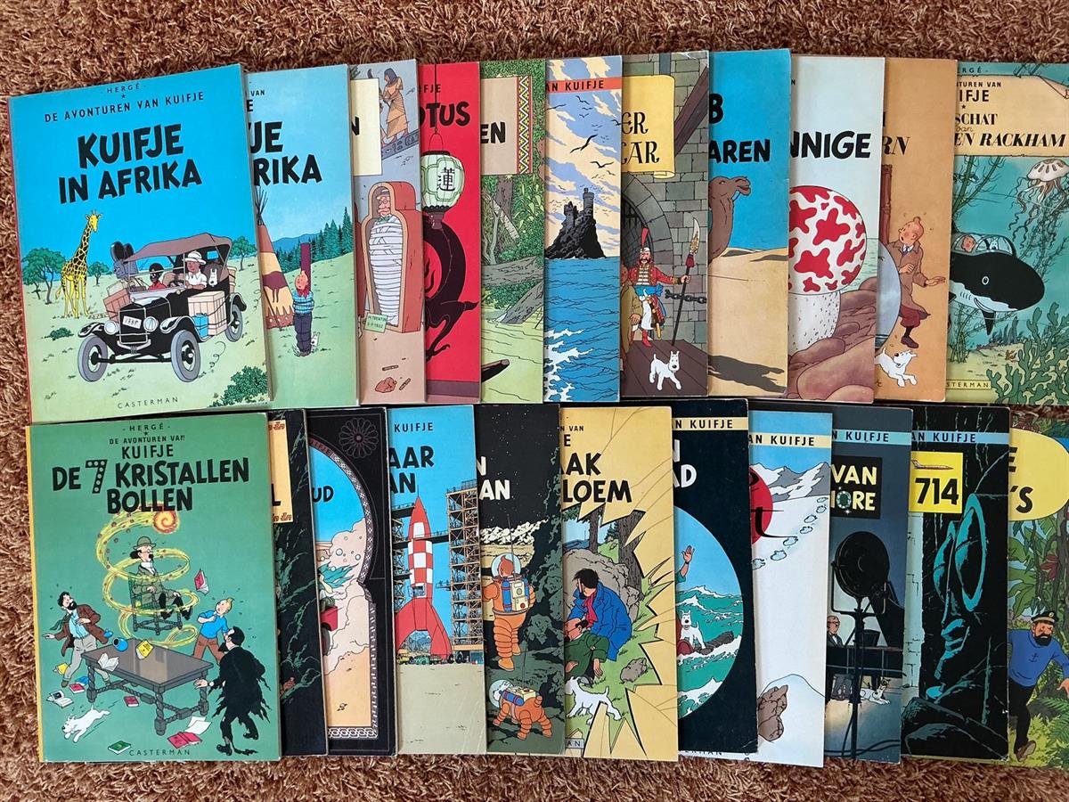 Kuifje - 2e sc serie - deel 1 t/m 22 compleet - Casterman - papieren rug - 1970