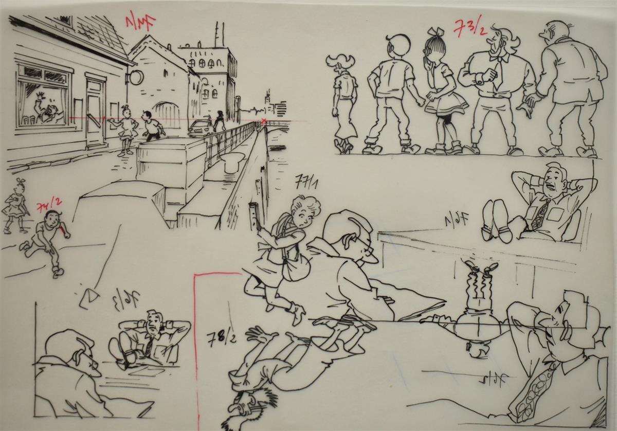 Suske en Wiske- Originele kalktekening - De Tragische Tante -Dirk Stallaert -2021