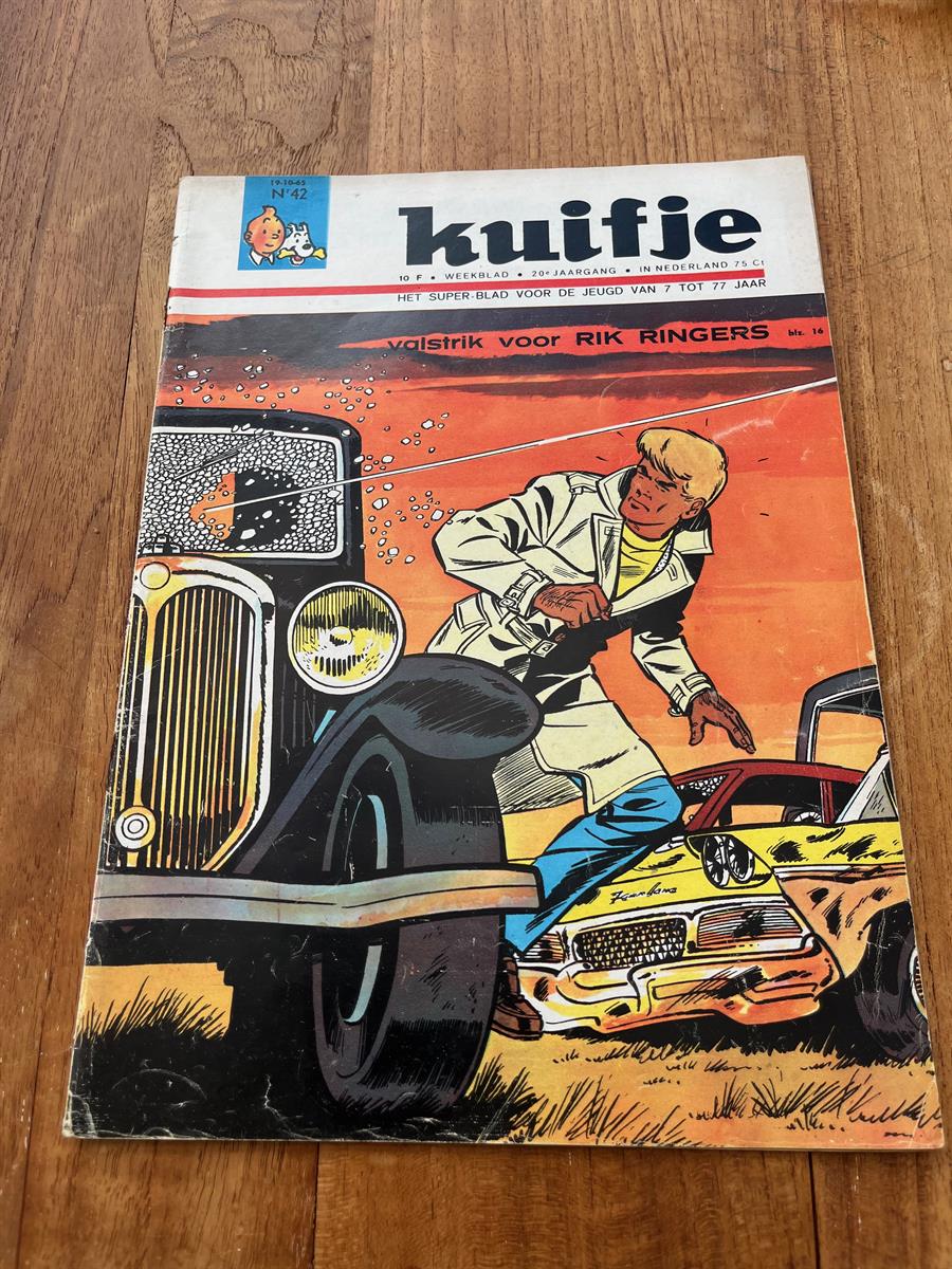 Hergé-Weekblad Kuifje/Tintin Nr.42-Cover tibet: Rik Ringers-1965 + Kuifje bon/Timbre Tintin