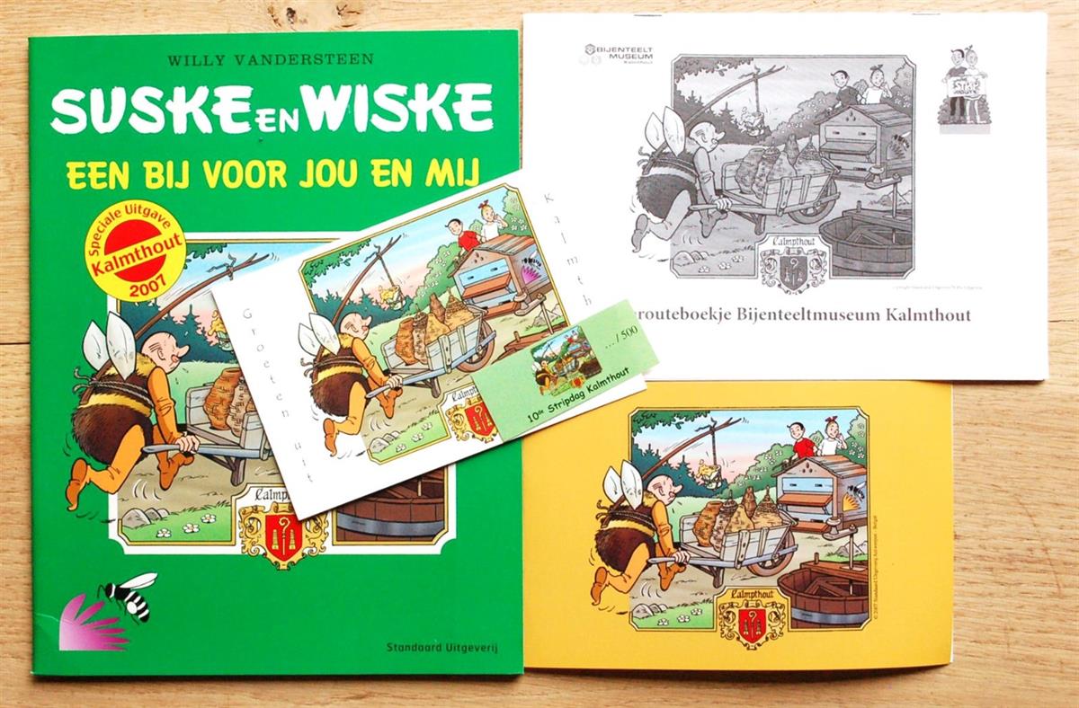 Suske en Wiske - Een bij voor jou en mij- 2007 - Uitnodiging-postkaart en brochure- sticker