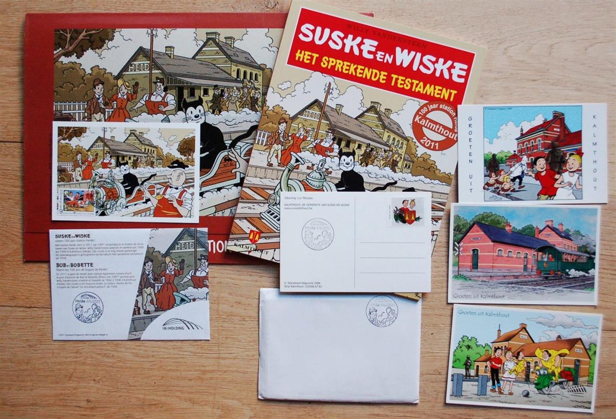 Suske en Wiske - Het Sprekende Testament -100 jaar Station Heide- 2011 -sc en persmap- speciale zegel