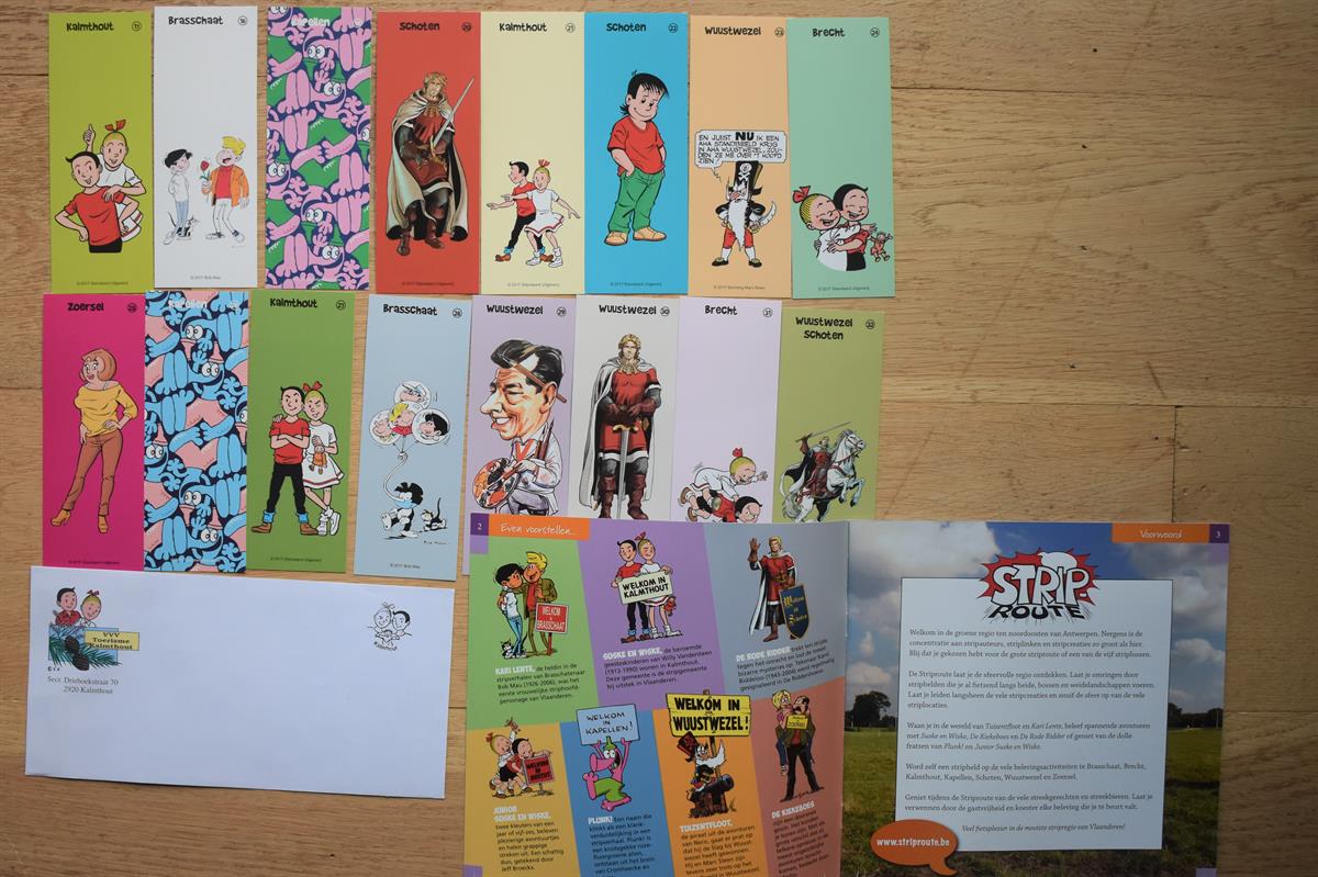 Set van 16 bladwijzers Strips  Suske en Wiske, Kiekeboes, Rode Ridder......