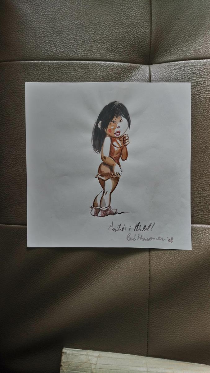 René Hausmann prachtige tekening in inkt en ingekleurd
