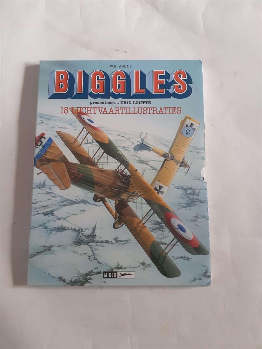 Biggles - 18 luchtvaart illustraties - schuifdoos