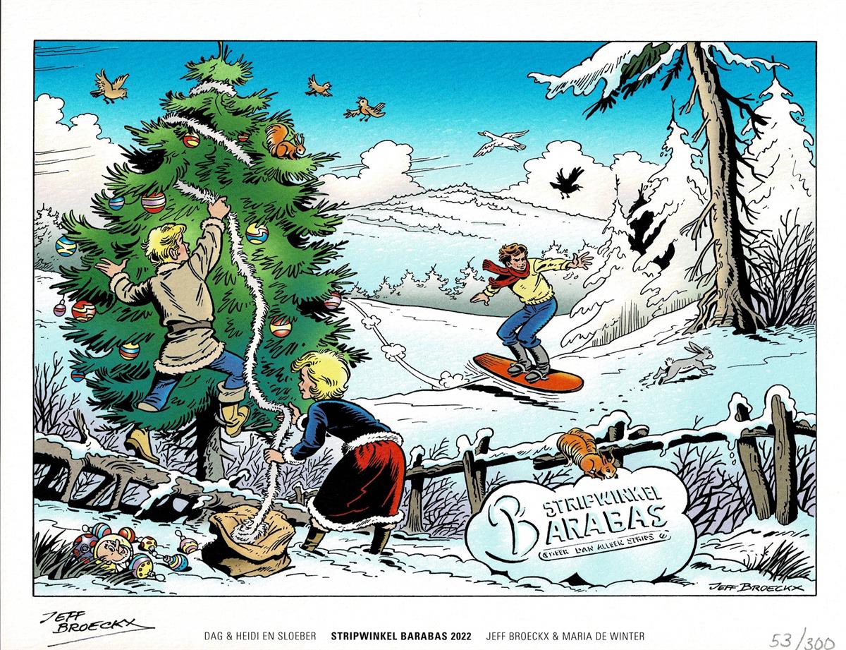 Dag & Heidi en Sloeber strip ex-libris en prent