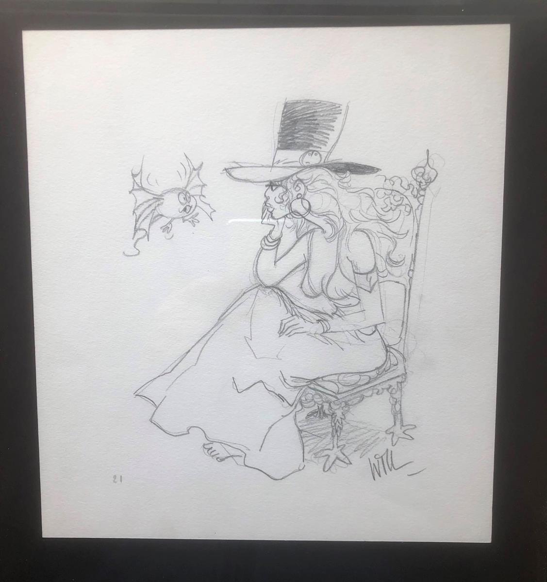 Isabel - Tante Calendula - Originele potloodtekening - Formaat (28x28) - (1990)