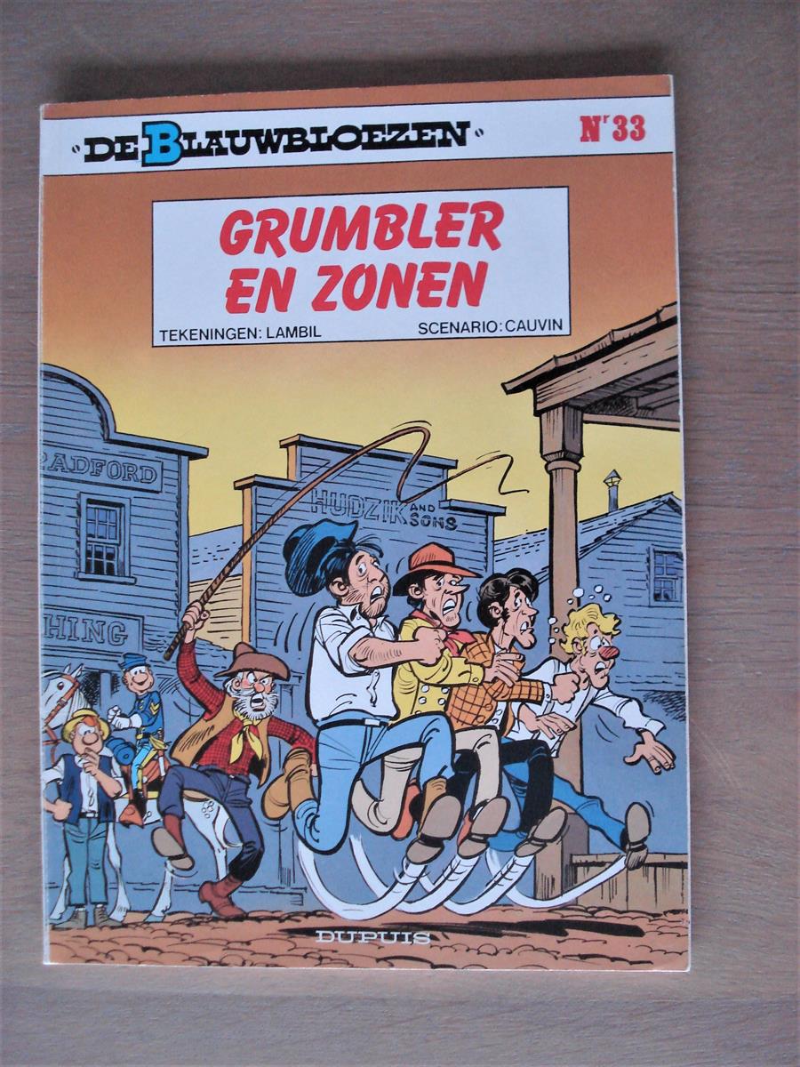 De blauwbloezen - 33 - Grumbler en zonen - 1ste druk - 2011 - Mét ingekleefde folder - Lambil/Cauvin - Dupuis