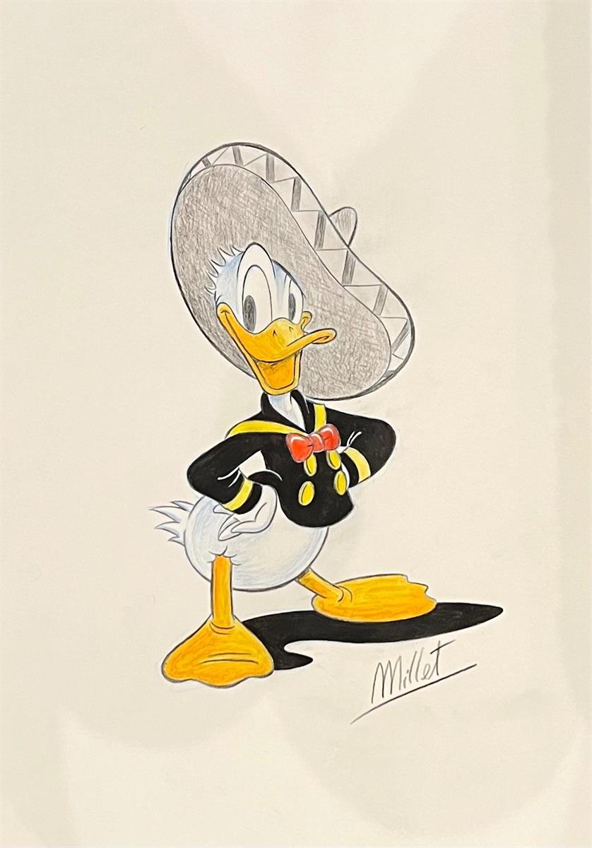 Millet - Originele tekening - Donald Duck met sombrero