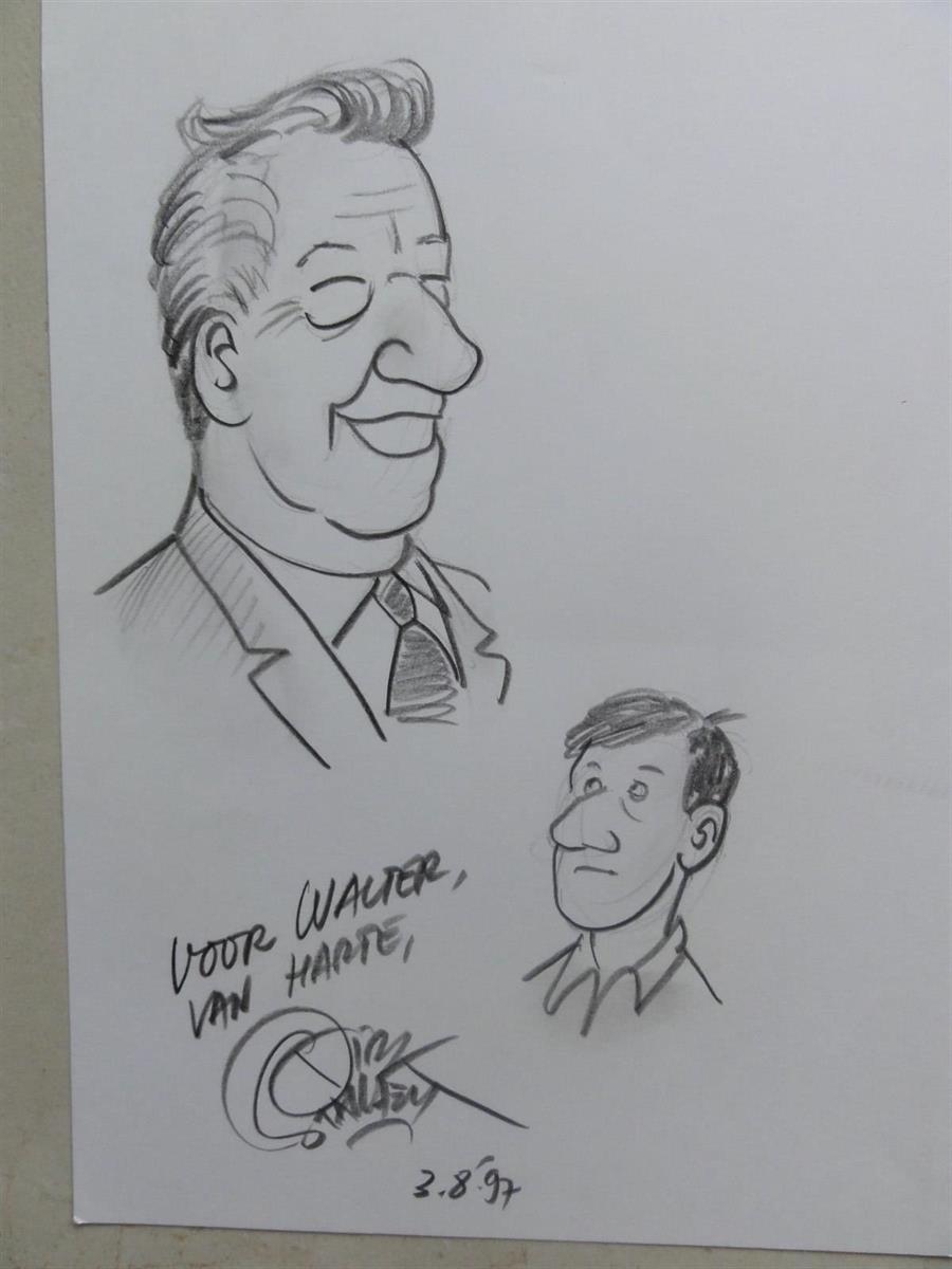 Dirk Stallaert - Potloodtekening van Marc Sleen en zichzelf - 1997