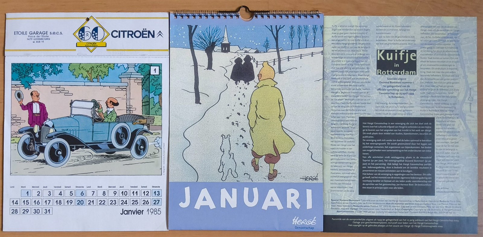 Kuifje - Calendrier Citroën + verjaardags kalender + facsimile speciale Duizend bommen