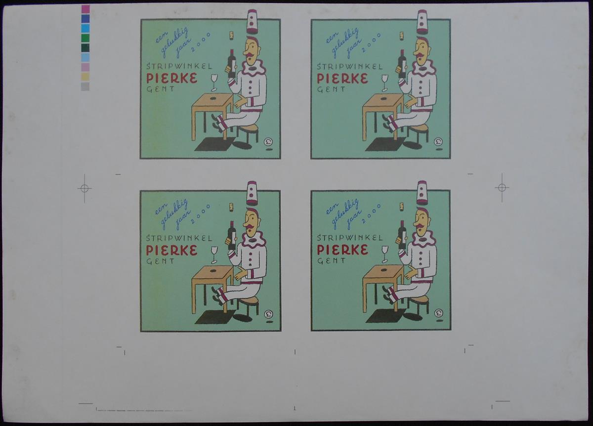 Ever Meulen - stripwinkel PIERKE wijnetiket 2000 - stickerblad