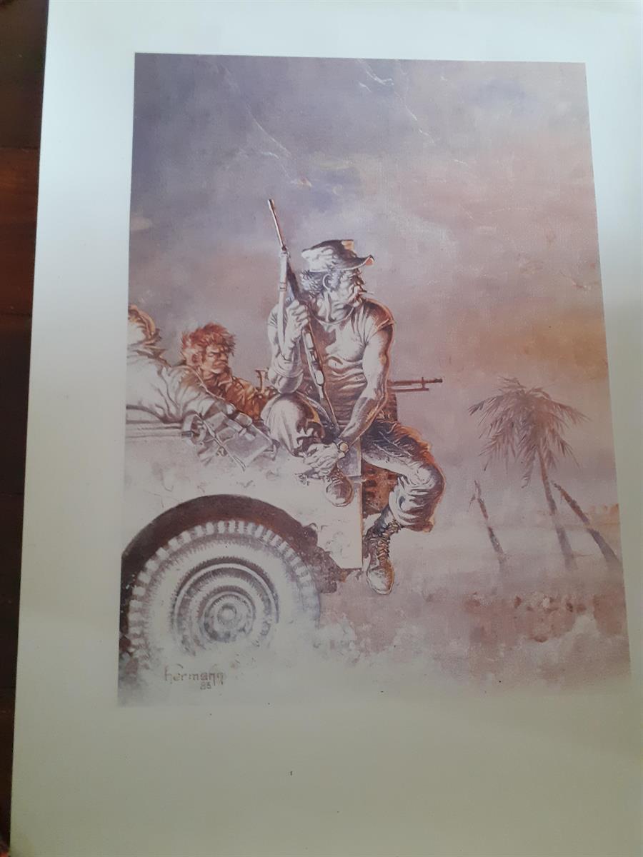 Hermann Twee zeefdrukken van Hermann o.a Comanche en omslag