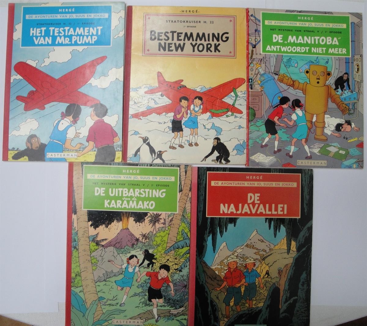Jo, Suus en Jokko - 1 t/m 5 - 5x sc - herdruk, waarvan 4x met linnen rug - 1959-1972
